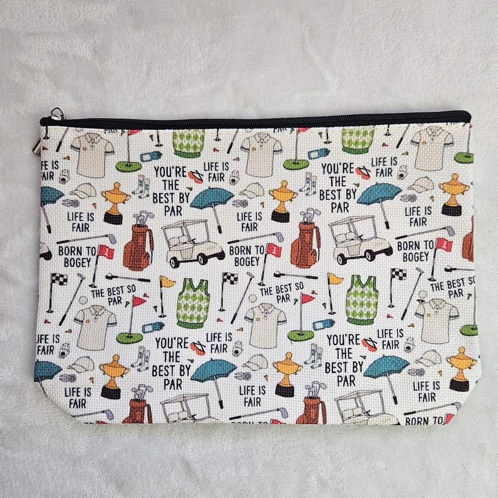 NEW Golf Best By Par Small Canvas Pencil Pouch Gift Stocking Stuffer Toiletries